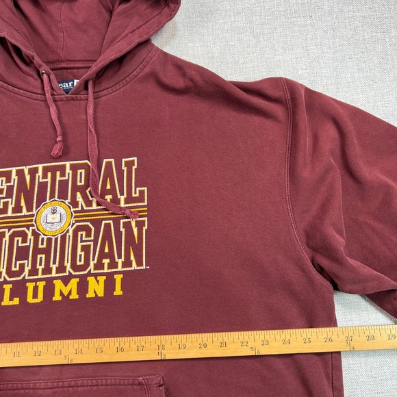 Central Michigan Alumni Hoodie Gear Sports Men XXL Maroon Distressed Sweatshirt - Picture 6 of 11